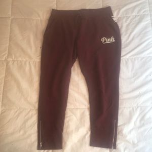 maroon color sweat pants